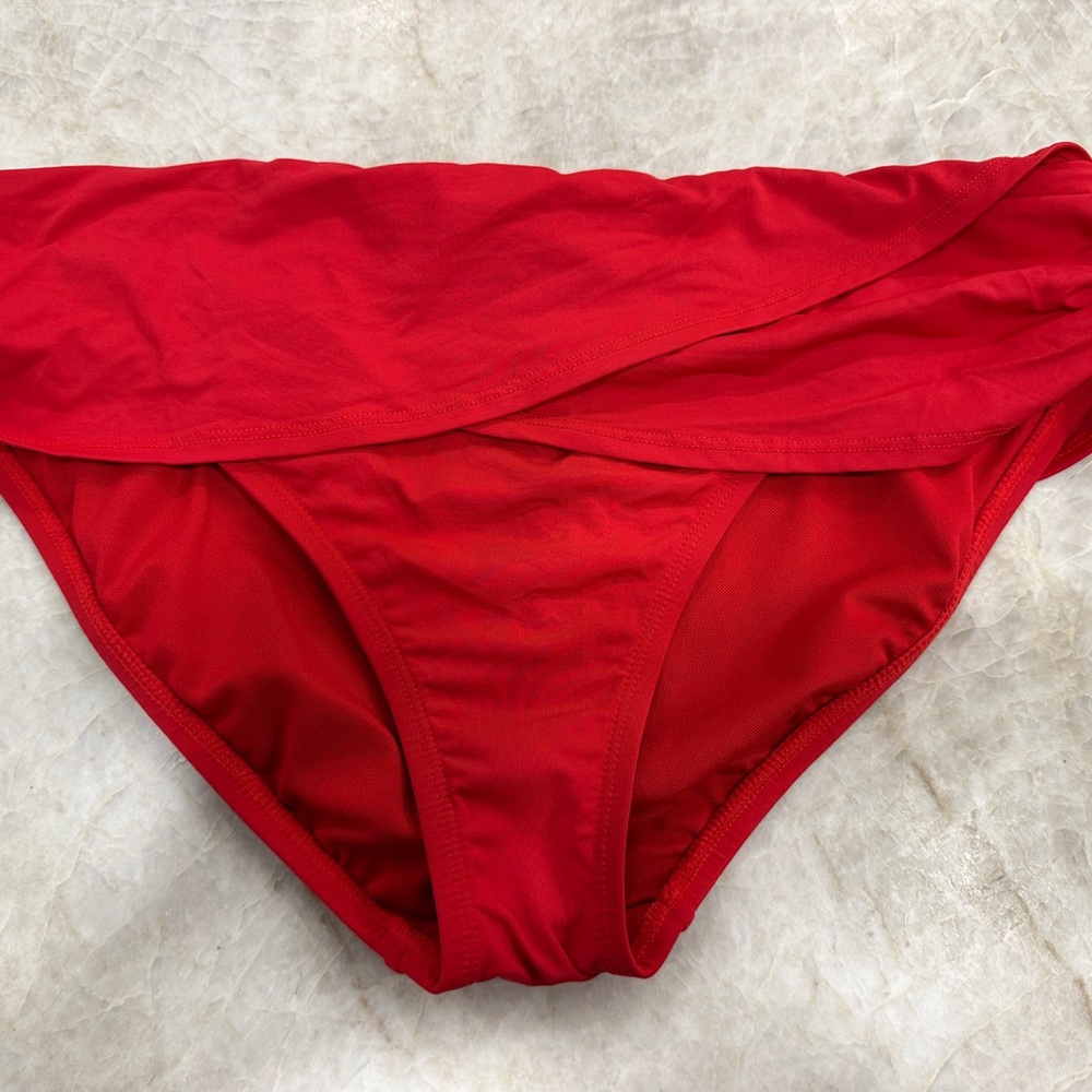 EUC Bleu Rod Beattie Red Sarong Crossover Bikini Bottom Sz 12